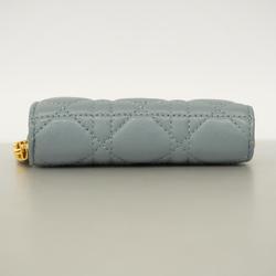 Christian Dior Wallet Cannage Leather Light Blue Women's