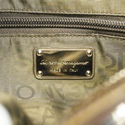 Salvatore Ferragamo handbag Gancini enamel khaki ladies