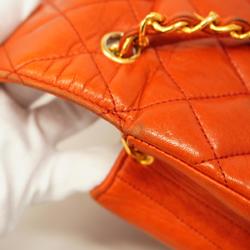 Chanel Shoulder Bag Matelasse Decacoco Chain Lambskin Orange Women's
