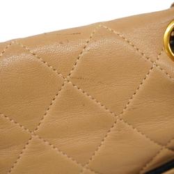 Chanel Shoulder Bag Matelasse W Chain Lambskin Beige Women's