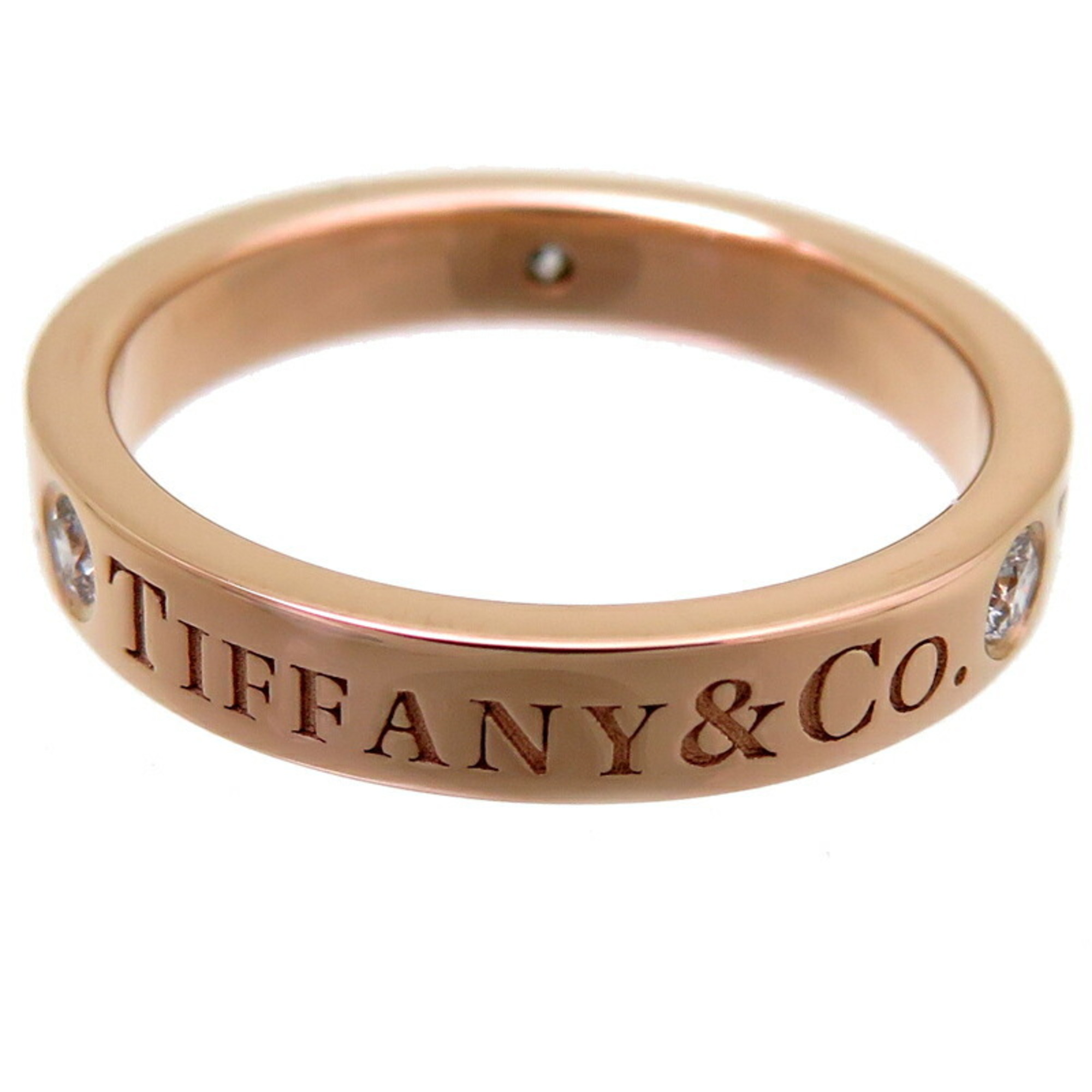 Tiffany 750PG 0.07ct Diamond Band Women's Ring, 750 Pink Gold, Size 5.5