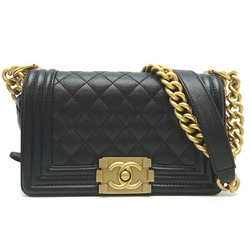 Chanel Boy 20 Chain Shoulder Women's Bag A67085 Caviar Skin Black