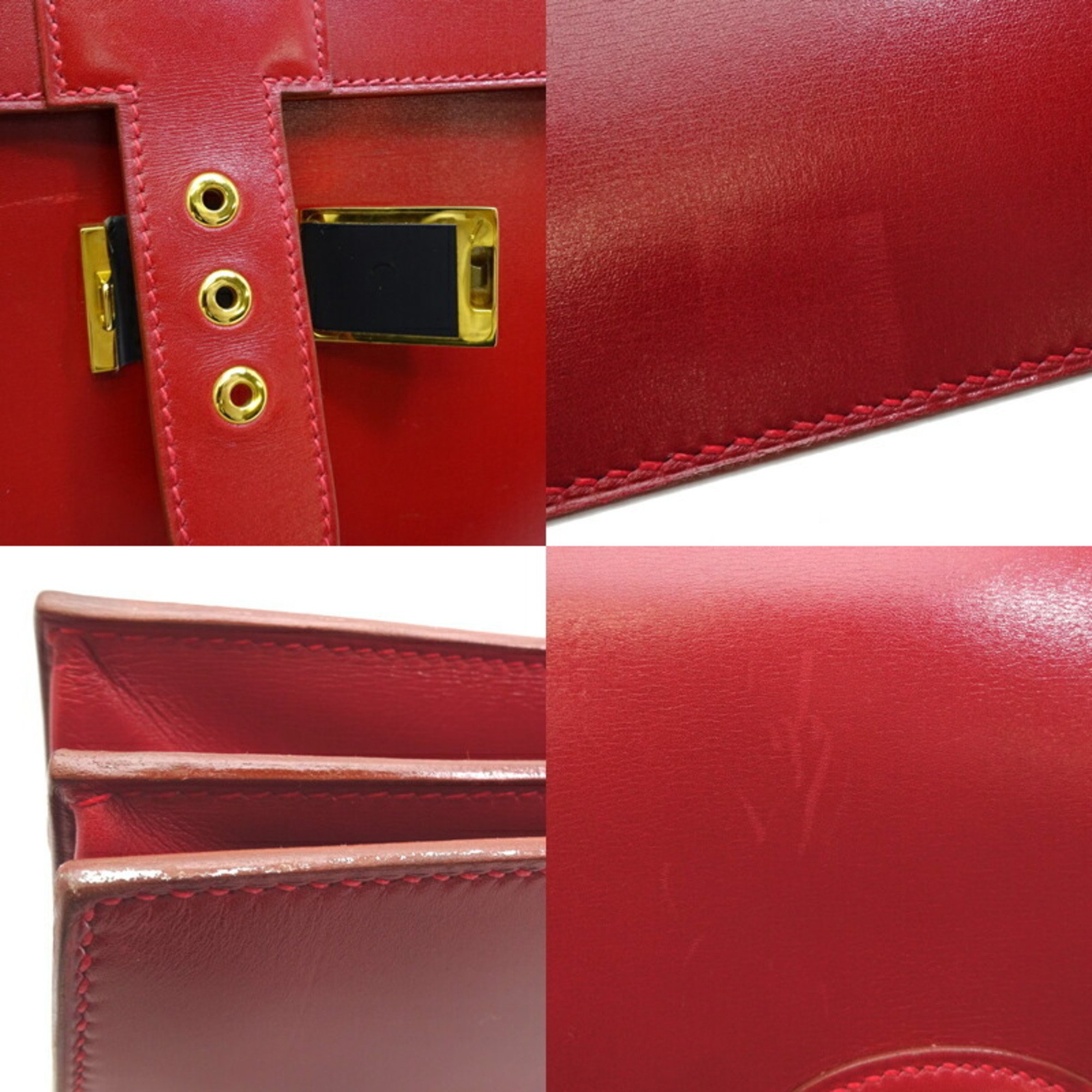 Hermes Sac a Depeche □C stamp 1999 Men's handbag Ardennes Rouge vif (red)