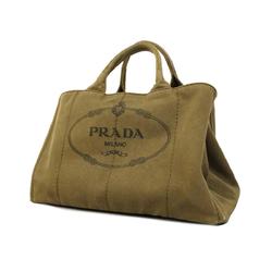 Prada Tote Bag Canapa Canvas Khaki Women's