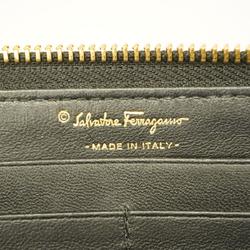 Salvatore Ferragamo Vara Leather Long Wallet Black Women's