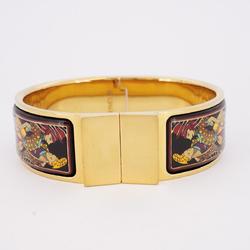 Hermes Bangle, GM enamel, GP plating, cloisonné, gold, black, for women