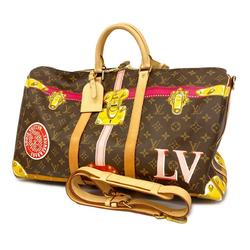 Louis Vuitton Boston Bag Monogram Summer Trunk Keepall Bandouliere 50 M43613 Brown Women's