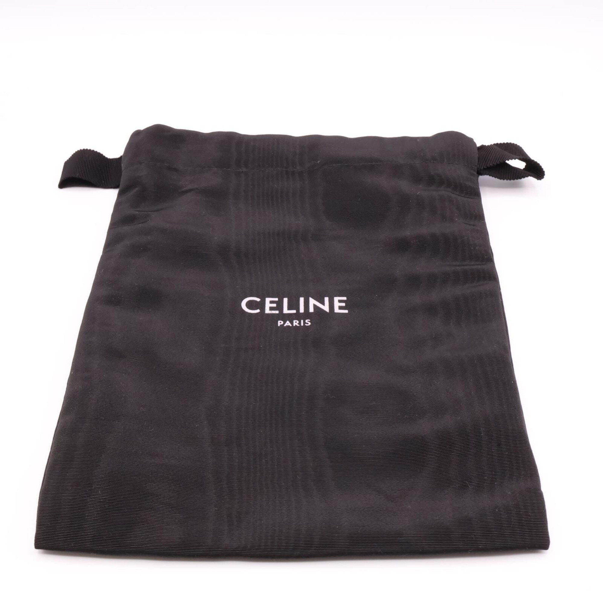 CELINE Celine Mobile Pouch with Flap Triomphe Canvas & Lambskin Shoulder Bag White Tan Women's