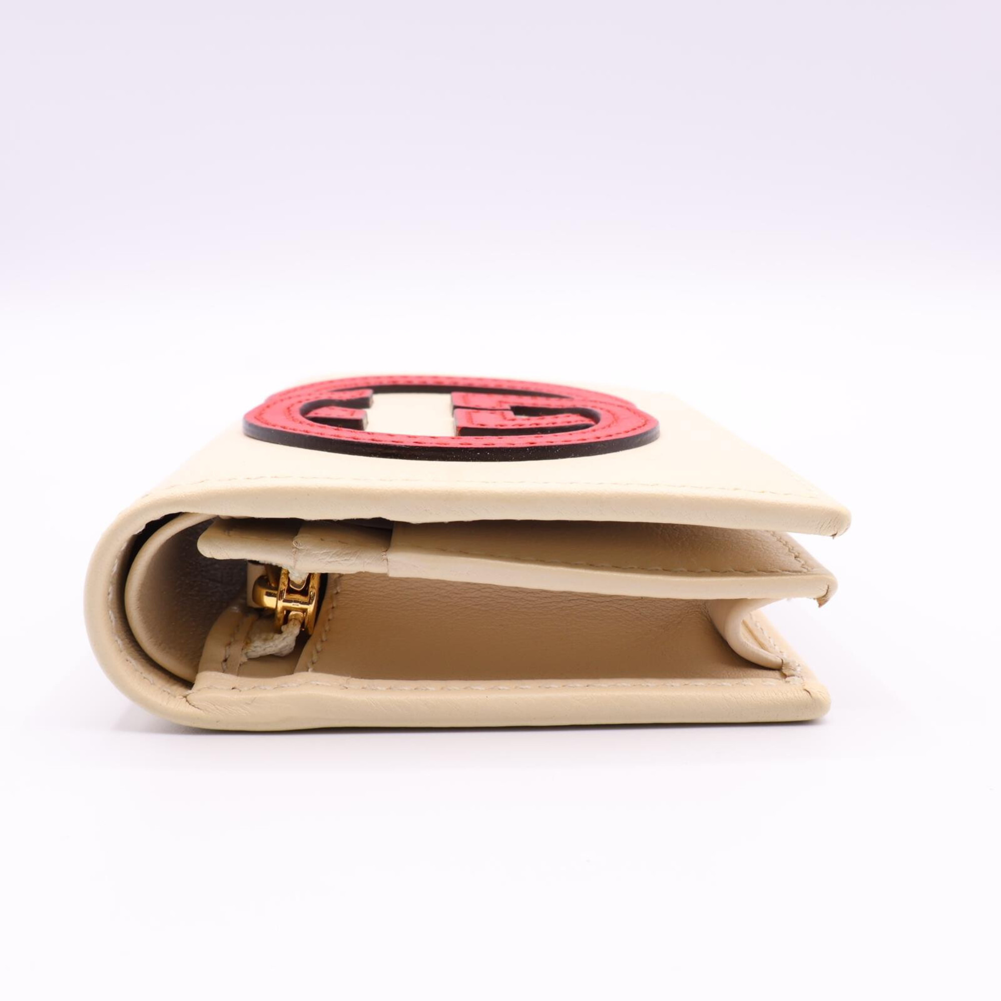 GUCCI 658233 Interlocking G Bi-fold Wallet Ivory Red Men's