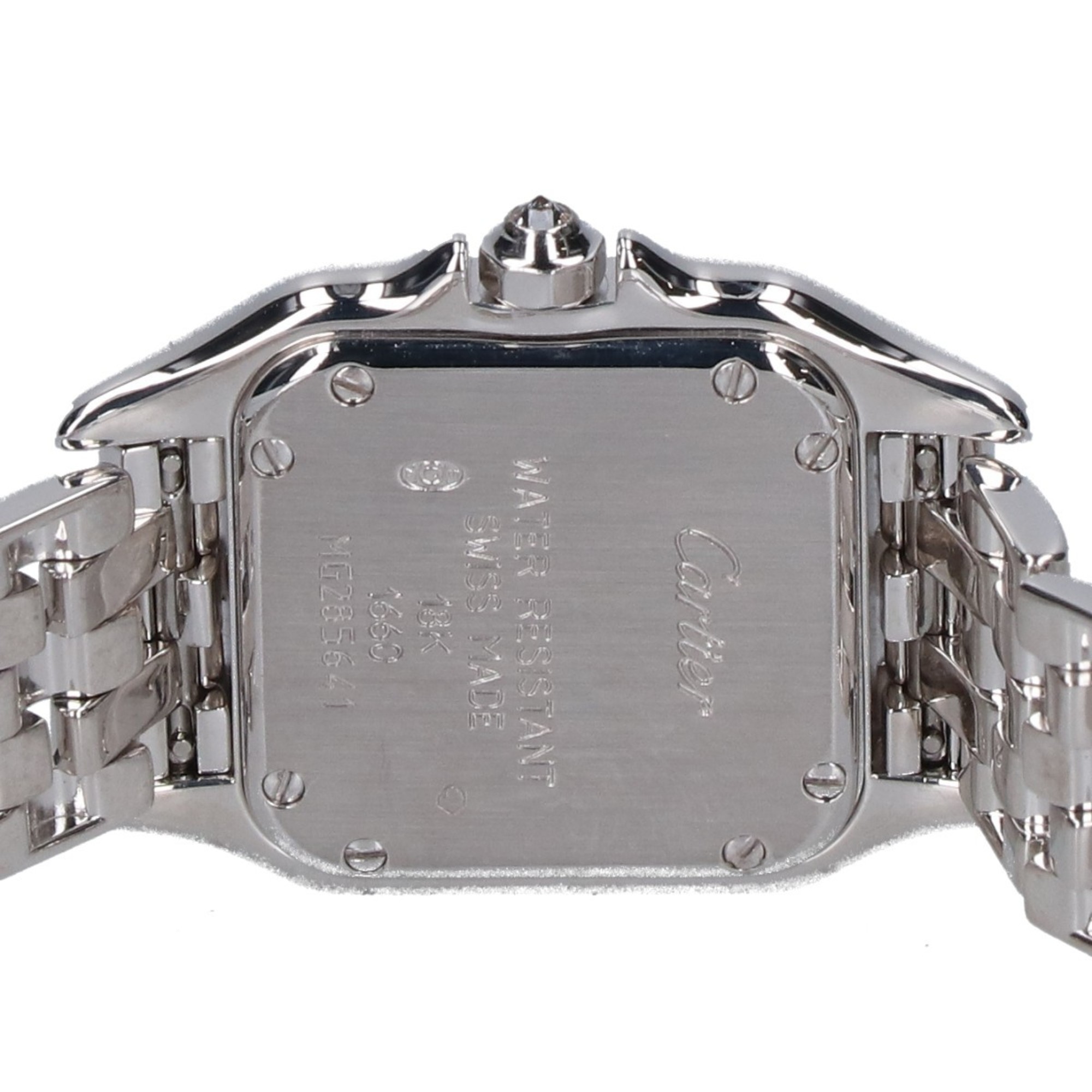Cartier 750WG 1660 WF3245F3 Panthere SM Double Diamond Bezel Quartz Wristwatch White Gold Ladies