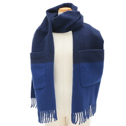 Hermes scarf stole allumette pocket bicolor cashmere blue