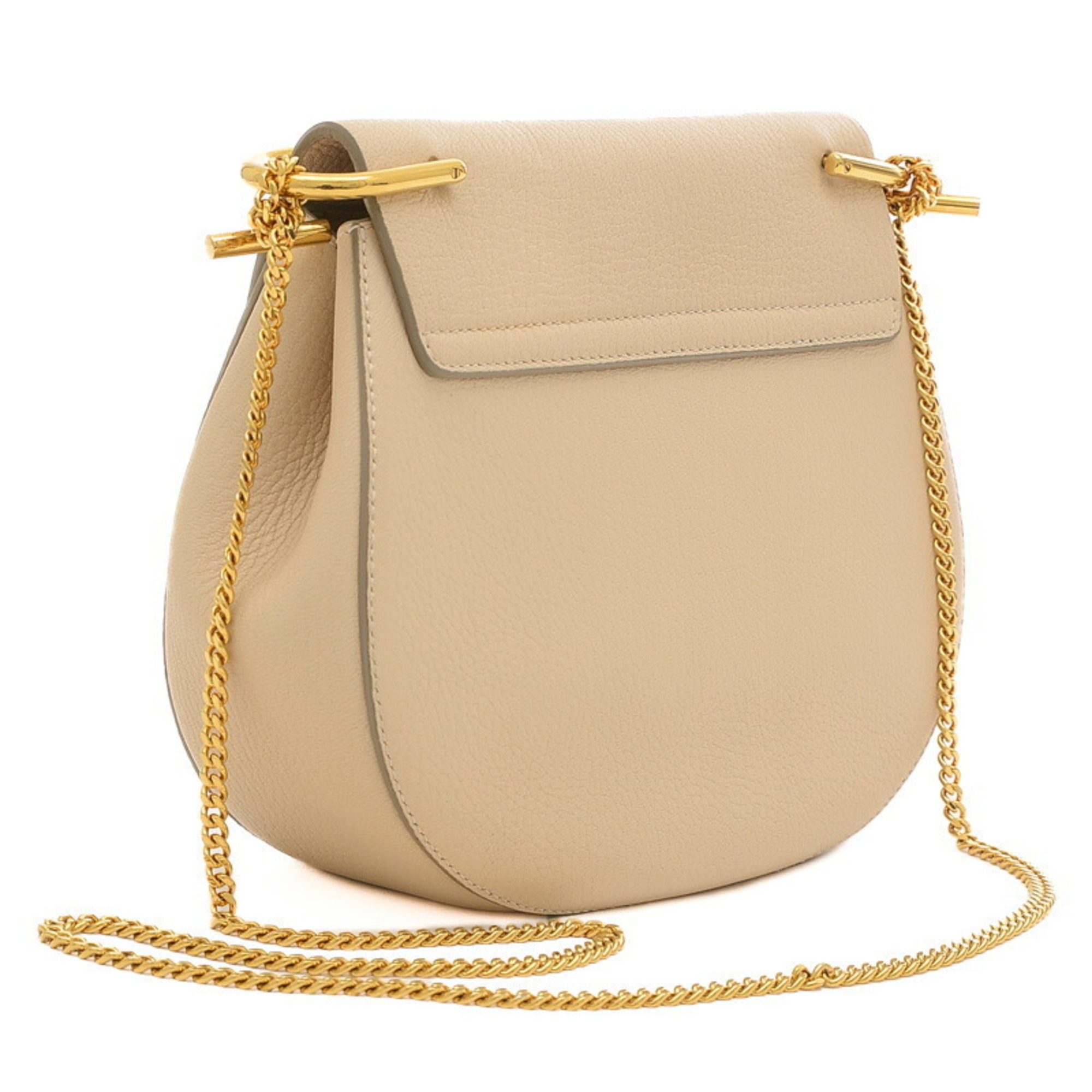 Chloé Chloe Drew Chain Shoulder Bag Leather Beige 3S1031-944