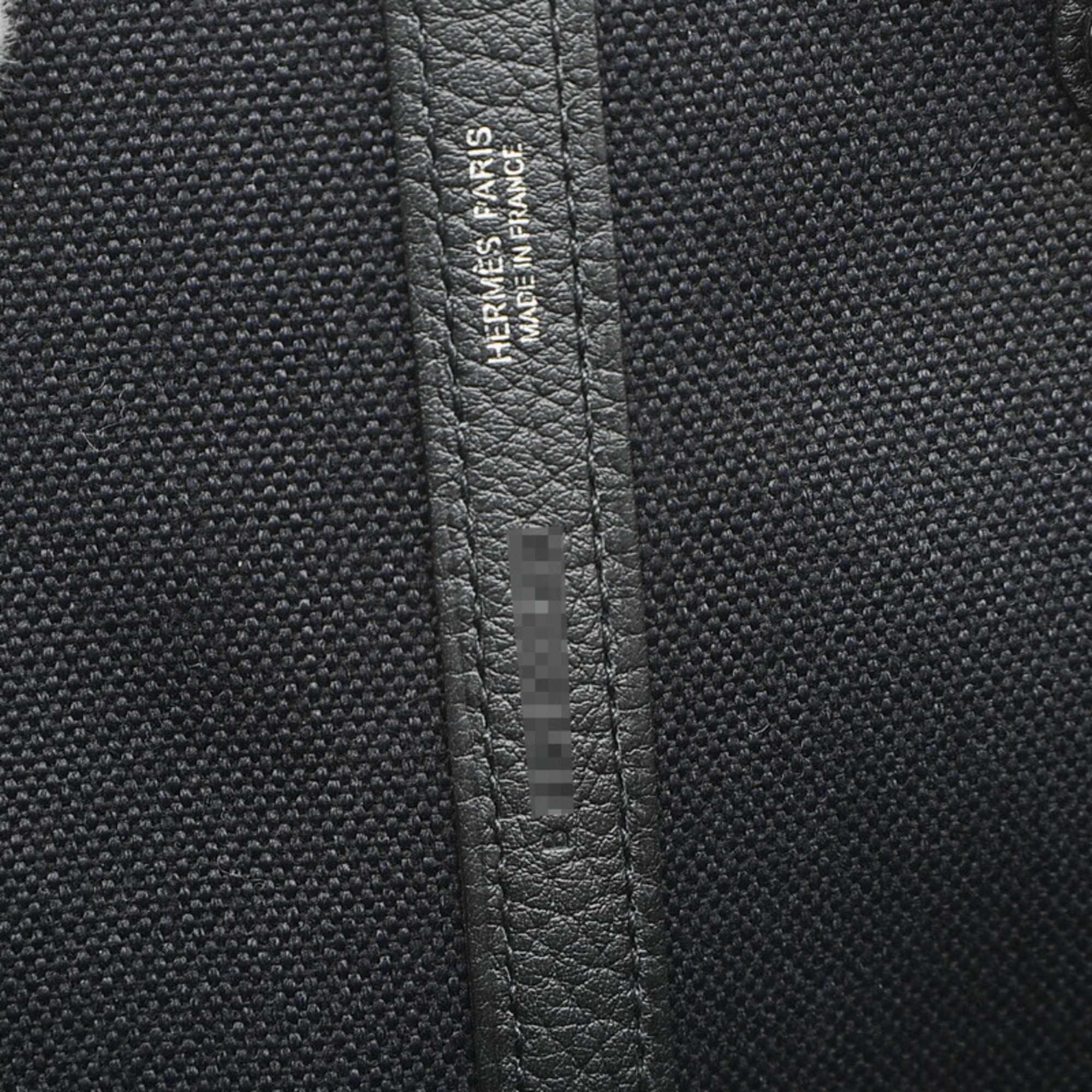 Hermes Garden GM 49 Handbag Toile Military Leather Black B Stamp
