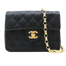 Chanel Matelasse 17 Chain Women's Shoulder Bag A35200 Satin Black