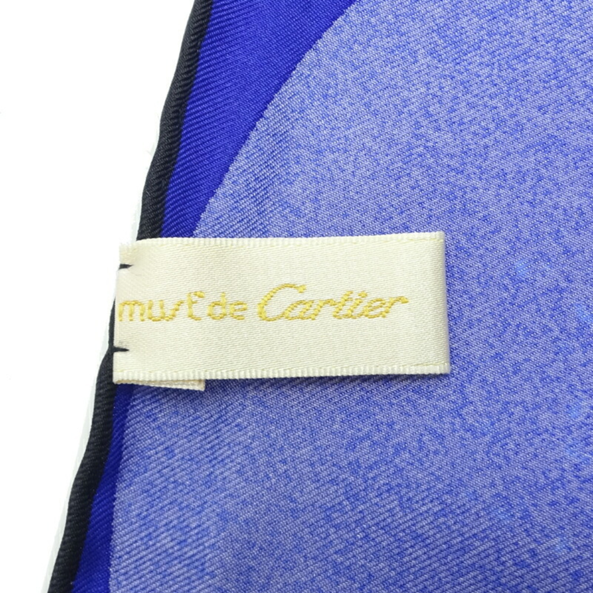 Cartier Must Line Scarf Women's 100% Silk Blue