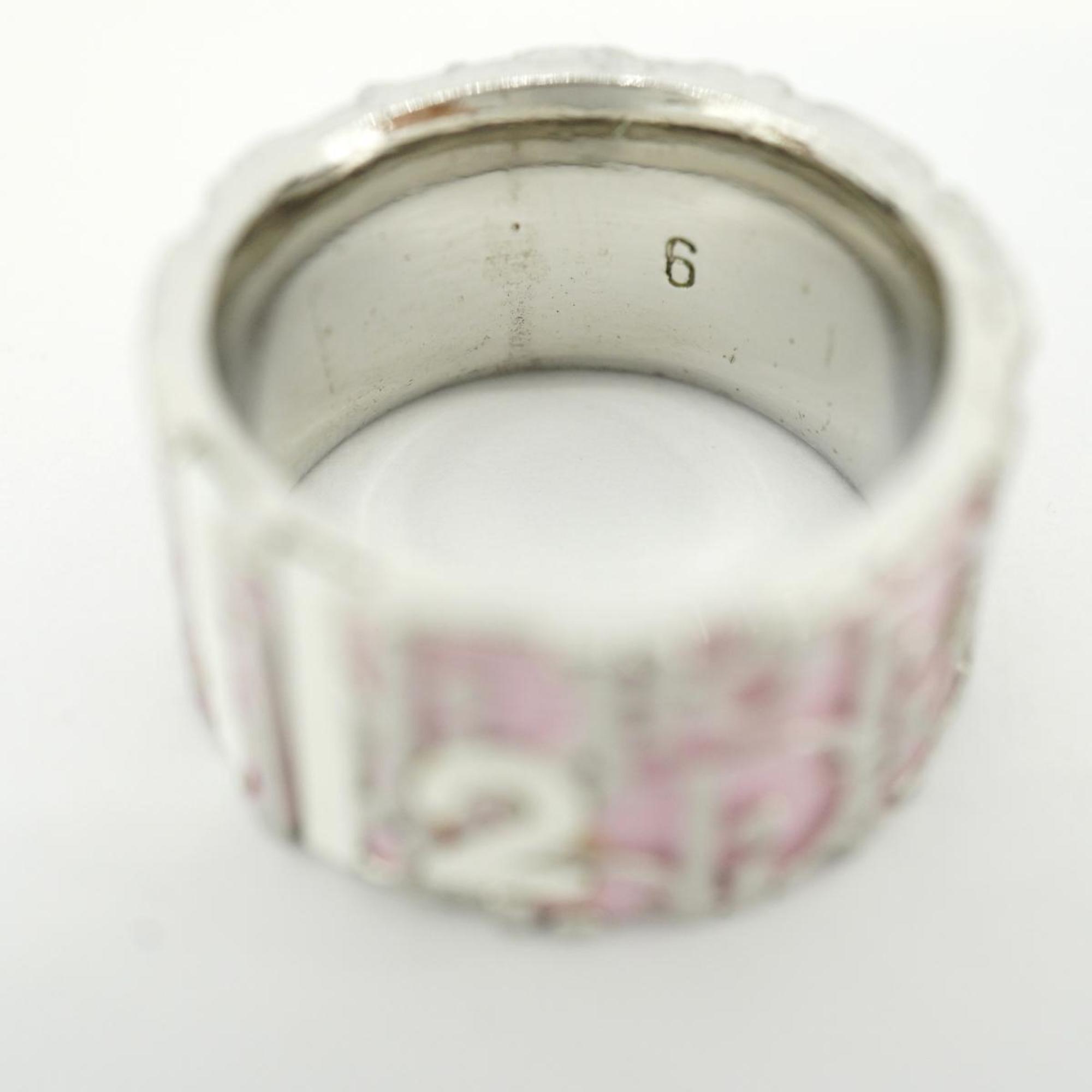 Christian Dior ring, metal, silver, pink, women's