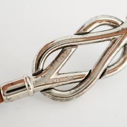 Hermes Bracelet Atame Metal Silver Brown Women's