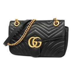 Gucci Shoulder Bag GG Marmont 443497 Leather Black Women's