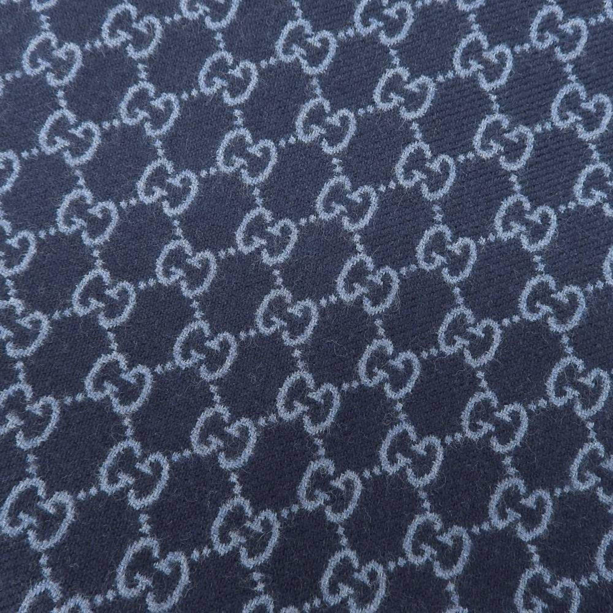 GUCCI GG pattern interlocking G scarf wool blue