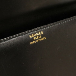 Hermes Piano Kelly 35 Box calf Black 〇X engraved Handbag Bag 0042 HERMES