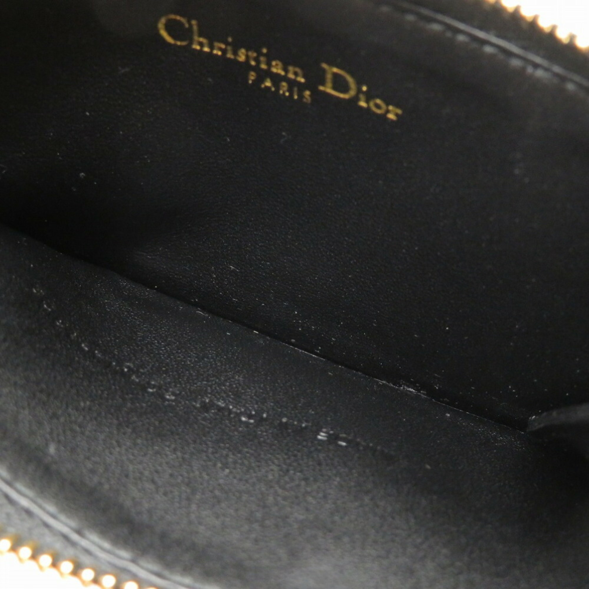Christian Dior Dior CD Leather Black Coin Case Purse Wallet 0235