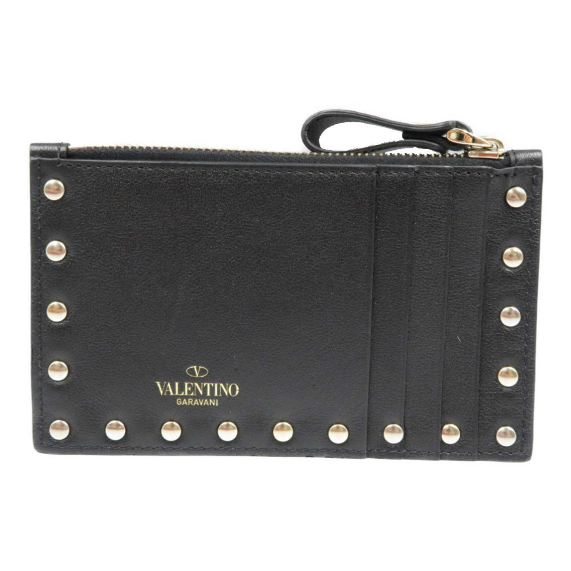Valentino ZW2P0548BOL Studded Calf Black Coin Case Card 0183VALENTINO