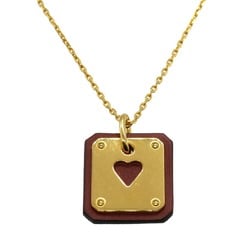 Hermes As de Coeur PM Heart Swift Leather Gold Z Stamped Necklace 0236 HERMES