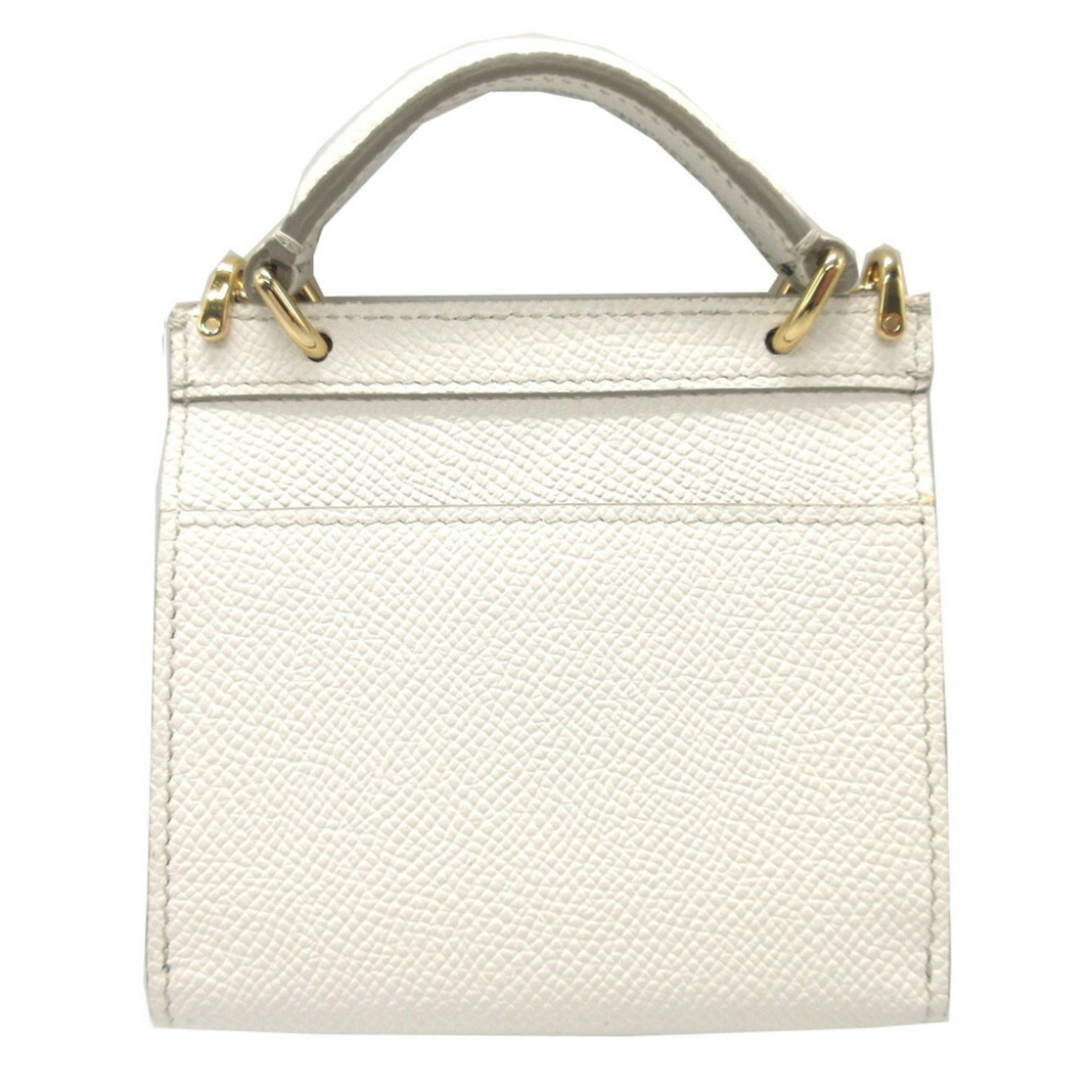 Dolce & Gabbana Sicily Leather White Chain Wallet Coin Case 0223DOLCE&GABBANA