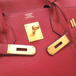 Hermes Birkin 30 Taurillon Clemence Rouge Grenat X Stamp (2016) Handbag Bag Red 0157 HERMES