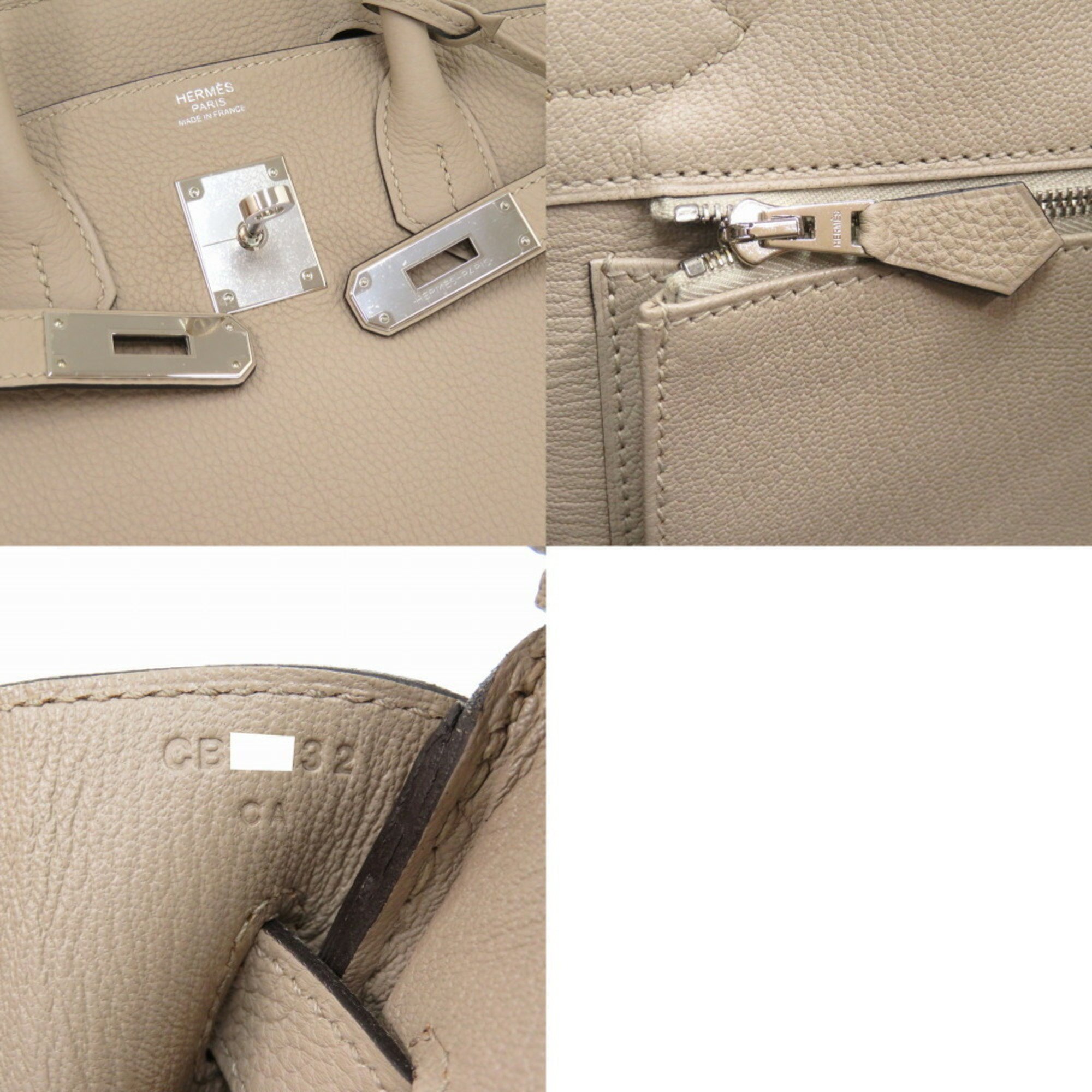 Hermes Birkin 30 Togo Tourtiere Grey C Stamp Handbag 1372 HERMES Grittrell