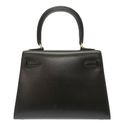 Hermes Kelly Box Calf Black □F Stamp Handbag Bag with Strap 0044 HERMES 20