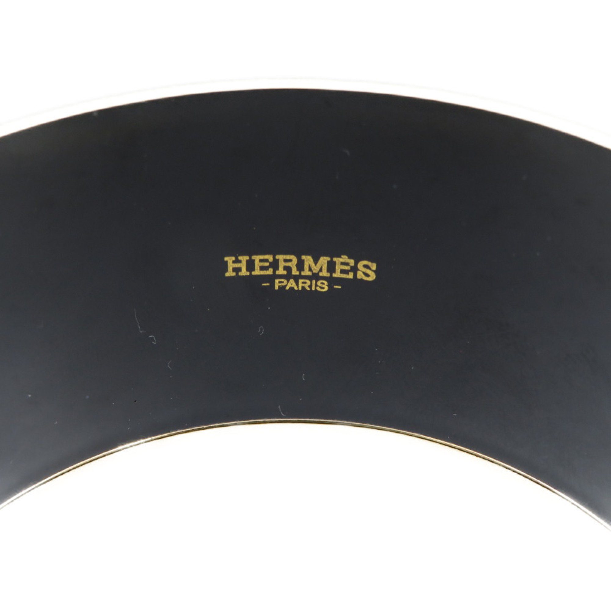 Hermes enamel Pegasus source metal navy white bangle 0020HERMES