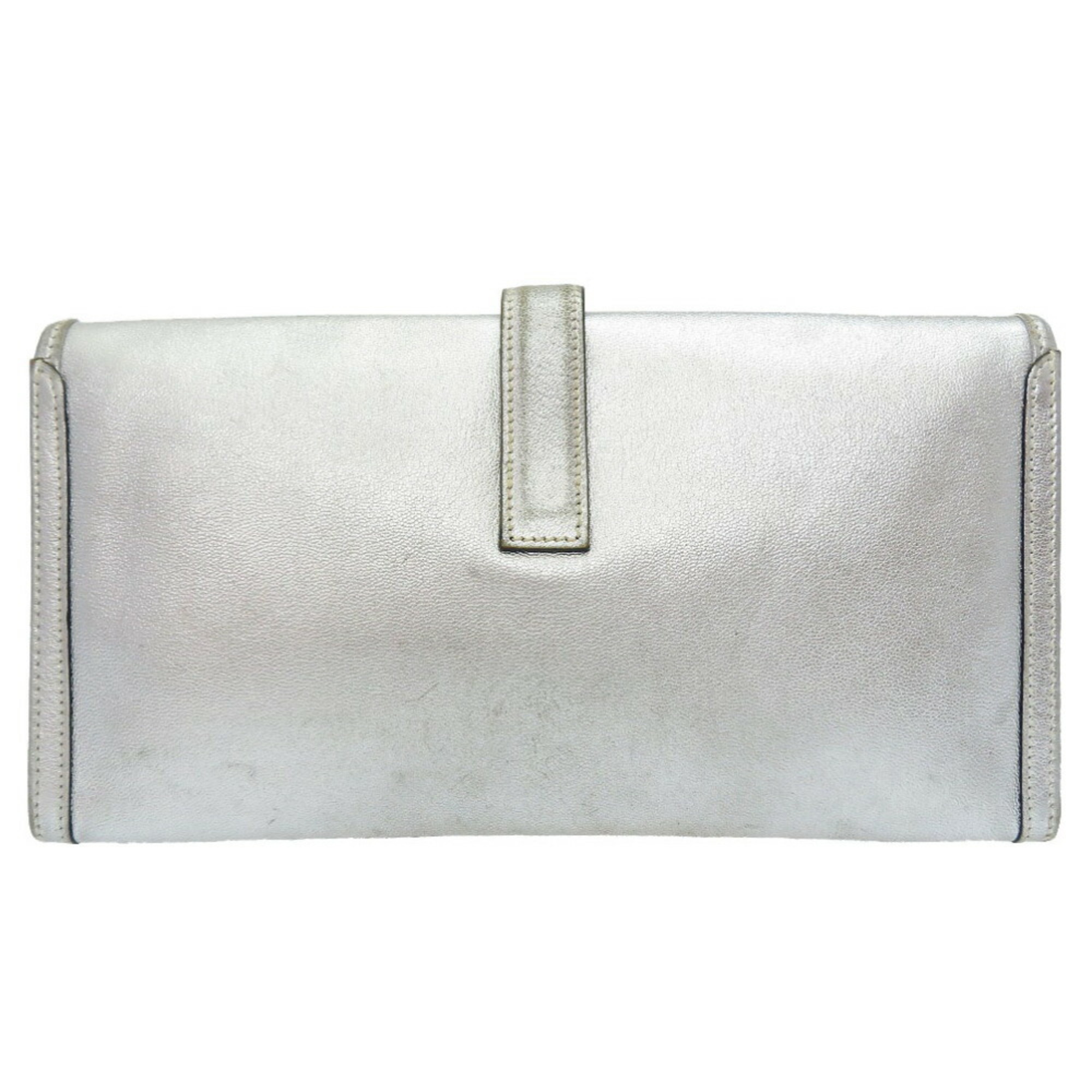Hermes Jige Athens Olympics Limited Edition Chevre Silver H Stamp Clutch Bag 0019 HERMES