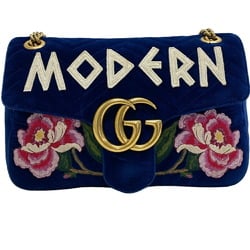 GUCCI 443496 GG Marmont Chain Shoulder Bag Blue Women's