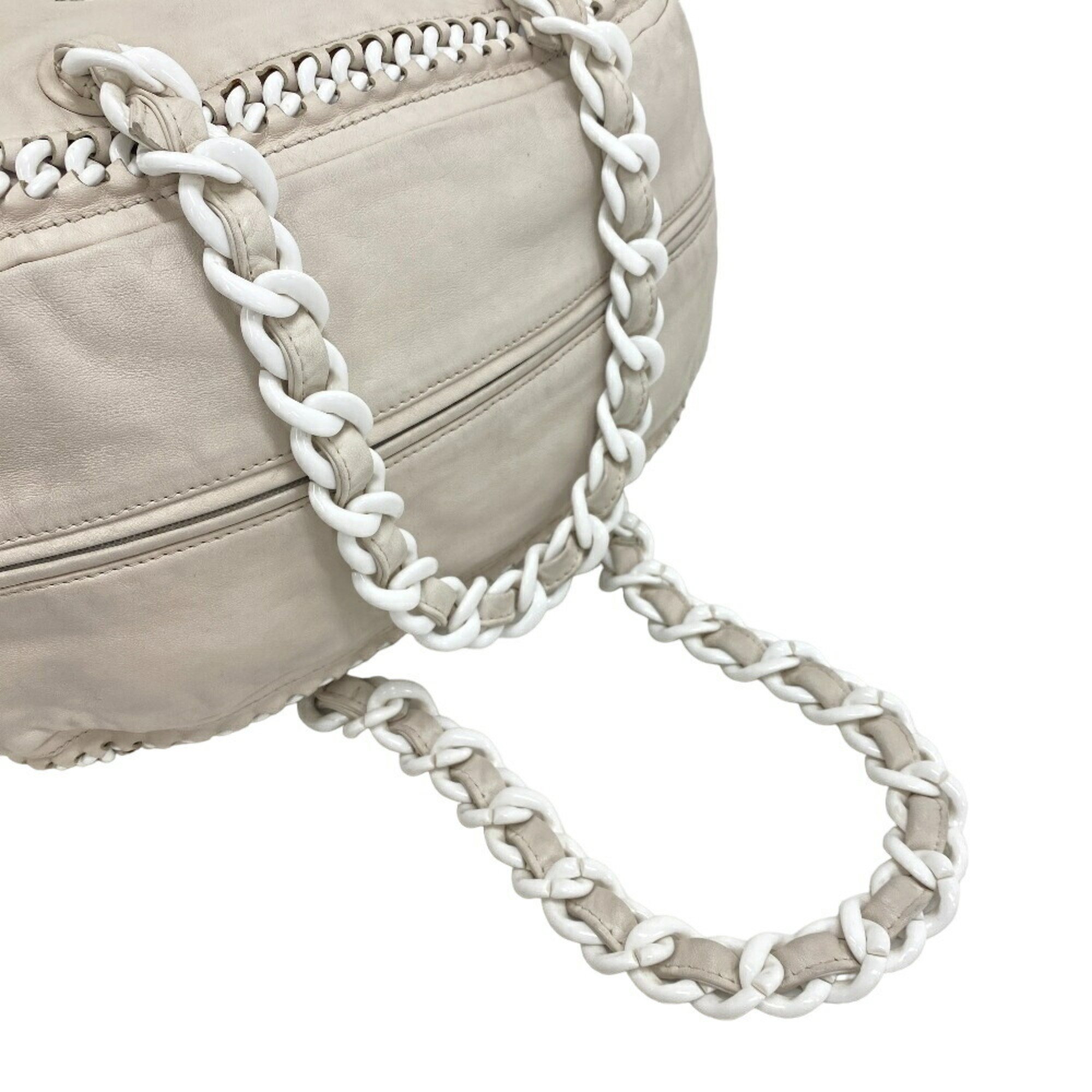 CHANEL Chanel Chain Handbag Coco Mark Luxury Line White Women's