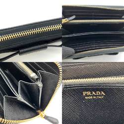 Prada Wallet Long Round Nero Black Ribbon Women's Saffiano Leather 1ML506 PRADA