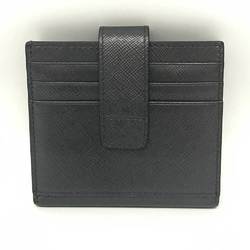 Prada Business Card Holder/Card Case Black Metallic Saffiano Pass Folding 2MC049 PRADA
