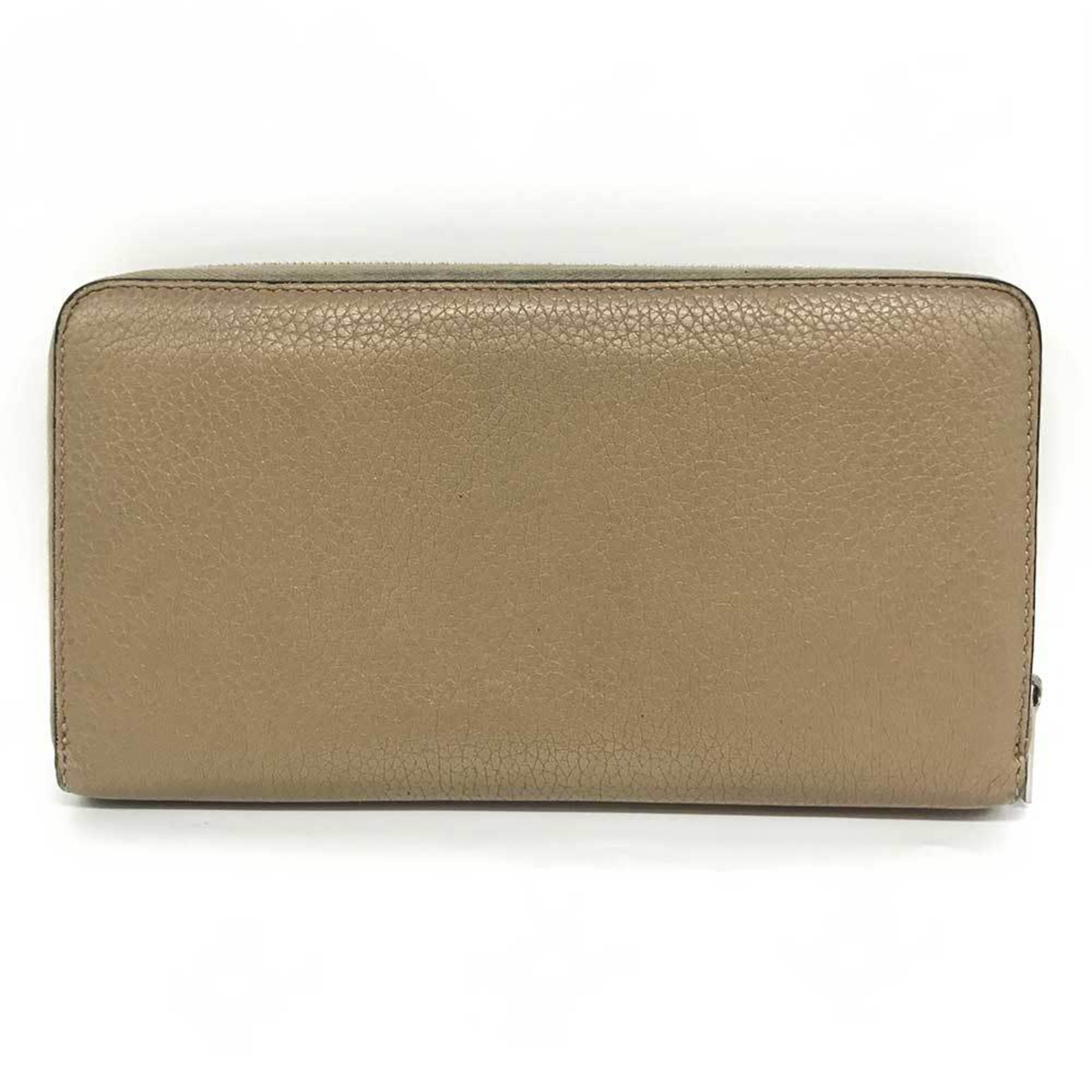 Celine Round Long Wallet Beige Leather U-CE-0177 CELINE