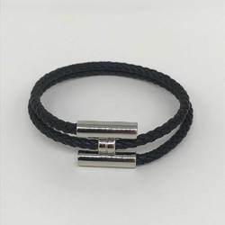 Hermes Bracelet Tourni Tresse Veau Swift Leather Black HERMES