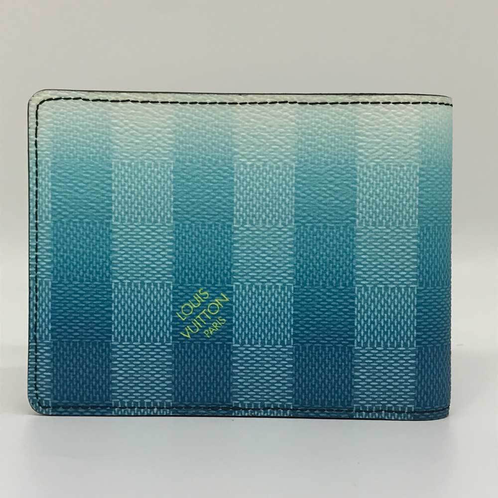 Louis Vuitton Portefeuille Multiple Bi-fold Wallet Damier Stripe Blue M81319 LOUIS VUITTON