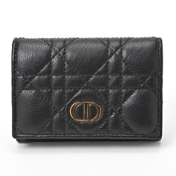 Christian Dior Dior Caro Glycine Wallet S5132UWHC_M900 Cannage Calfskin Black S-155697