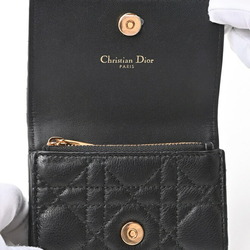 Christian Dior Dior Caro Glycine Wallet S5132UWHC_M900 Cannage Calfskin Black S-155697