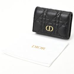 Christian Dior Dior Caro Glycine Wallet S5132UWHC_M900 Cannage Calfskin Black S-155697