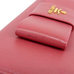 PRADA Ribbon Long Wallet Saffiano Leather Pink 1M1132