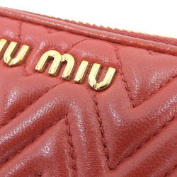 Miu Miu Miu Matelasse Round Long Wallet Leather Red