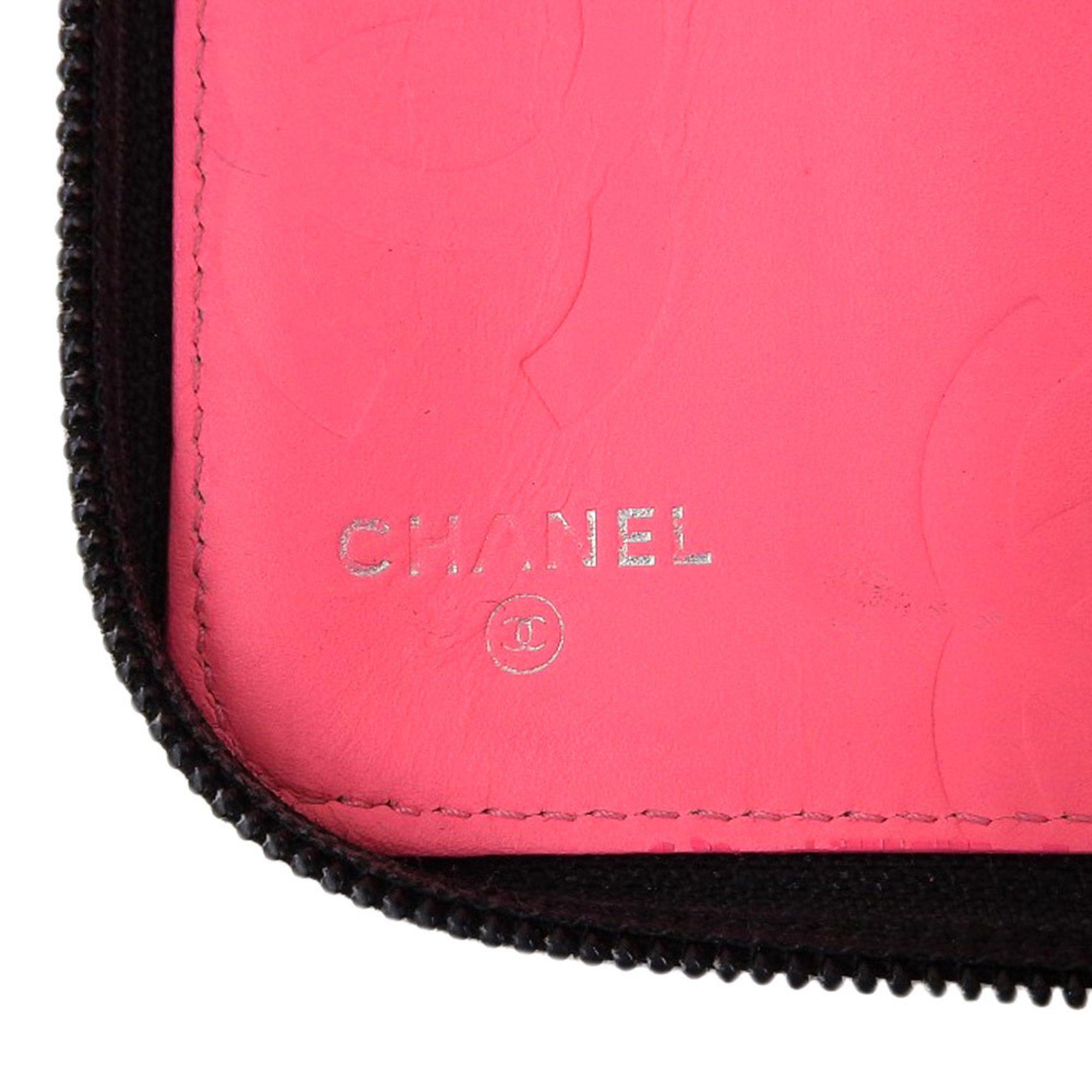 CHANEL Cambon Line Organizer 13 Series 8860 Coco Mark Round Wallet Passport Case Sticker