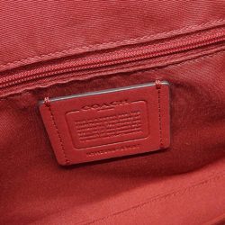 COACH Signature Boston Bag, Handbag, PVC, Leather, Brown, Red, 83607