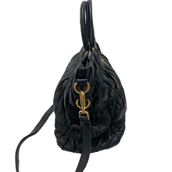 PRADA BN2076 Shoulder Bag Gathered Handbag Black Women's