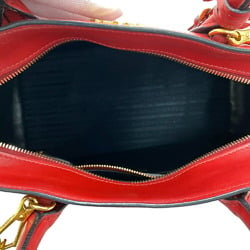 PRADA 1BA103 Saffiano Esplanade Shoulder Bag Handbag Red Women's