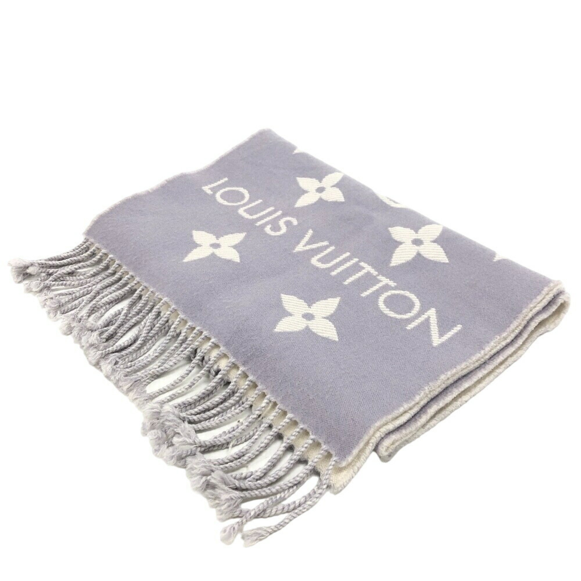 LOUIS VUITTON M77727 Essential Monogram Scarf Gris Clair Women's